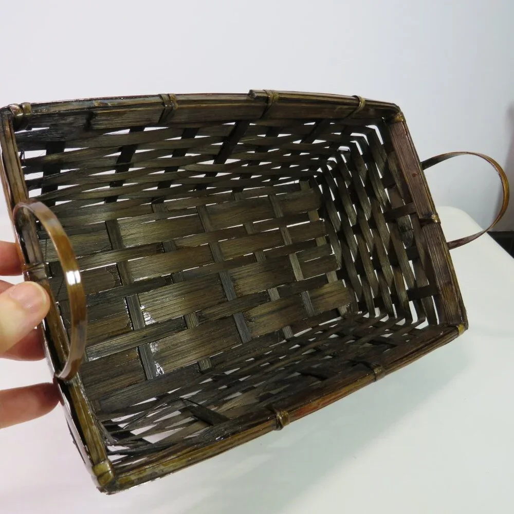 Dark bent wood basket with high gloss 11x7
